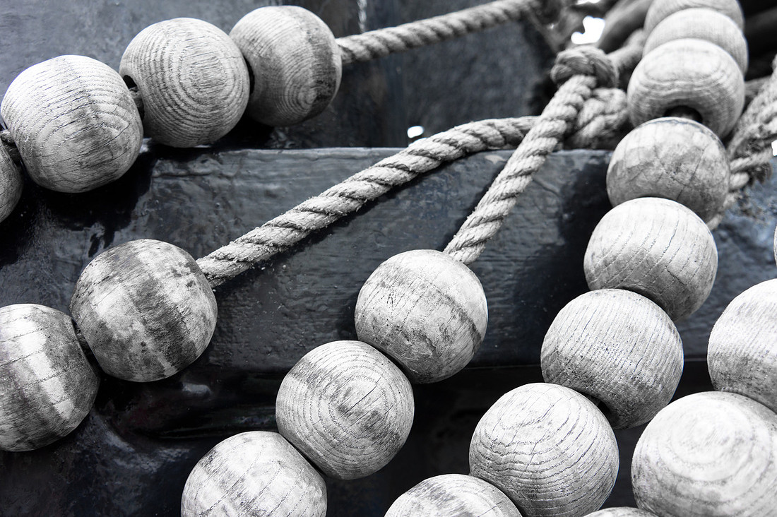Close up of ropes around the mast